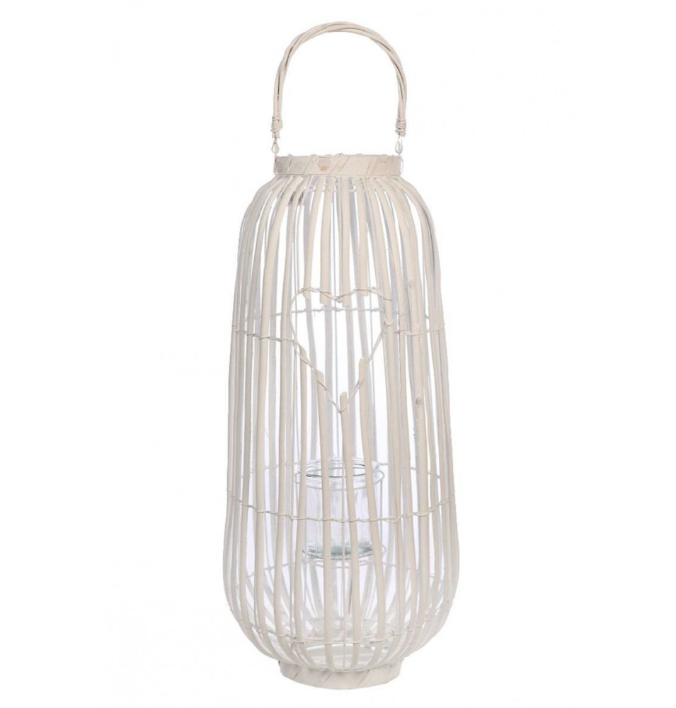 FAROL PARA VELA MIMBRE BLANCO 76 CM FAROL PARA VELA MIMBRE BLANCO 76 CM