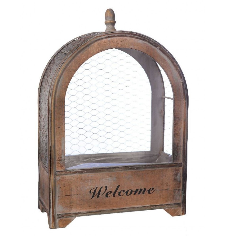 MACETERO JAULA MADERA WELCOME 46 CM MACETERO JAULA MADERA WELCOME 46 CM